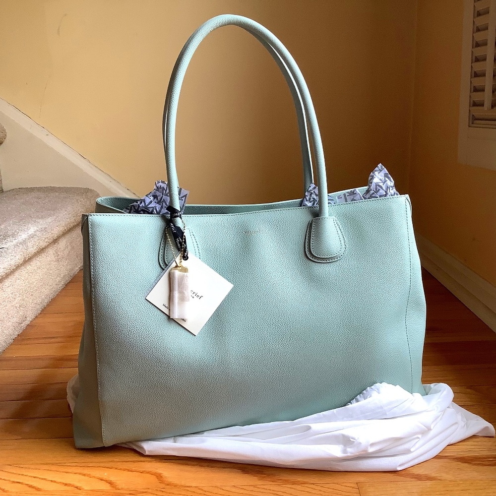 Moncrief London Serrena Large Leather Satchel Frosty Green